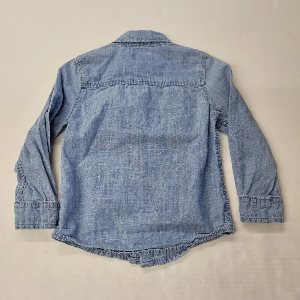Oshkosh BGosh Shirt Boys‎ 2T Blue Cotton Chambray Long Sleeve Button Up